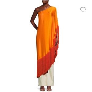 NWT Cult Gaia Ayla Fringed Silk Blend Longline Top